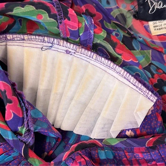 Diane Freis 2 Piece Skirt Set Womens OS Purple Floral Georgette Good Vintage - Picture 8 of 10